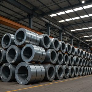 Rouleaux de tôles d'acier empilés